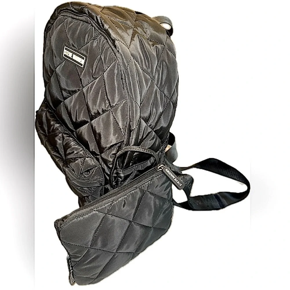 Steve Madden Quilted Black Backpack Set